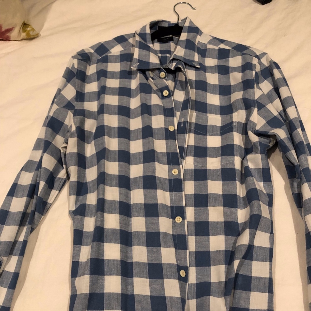 J Crew Mens Blue Plaid Shirt - Size L